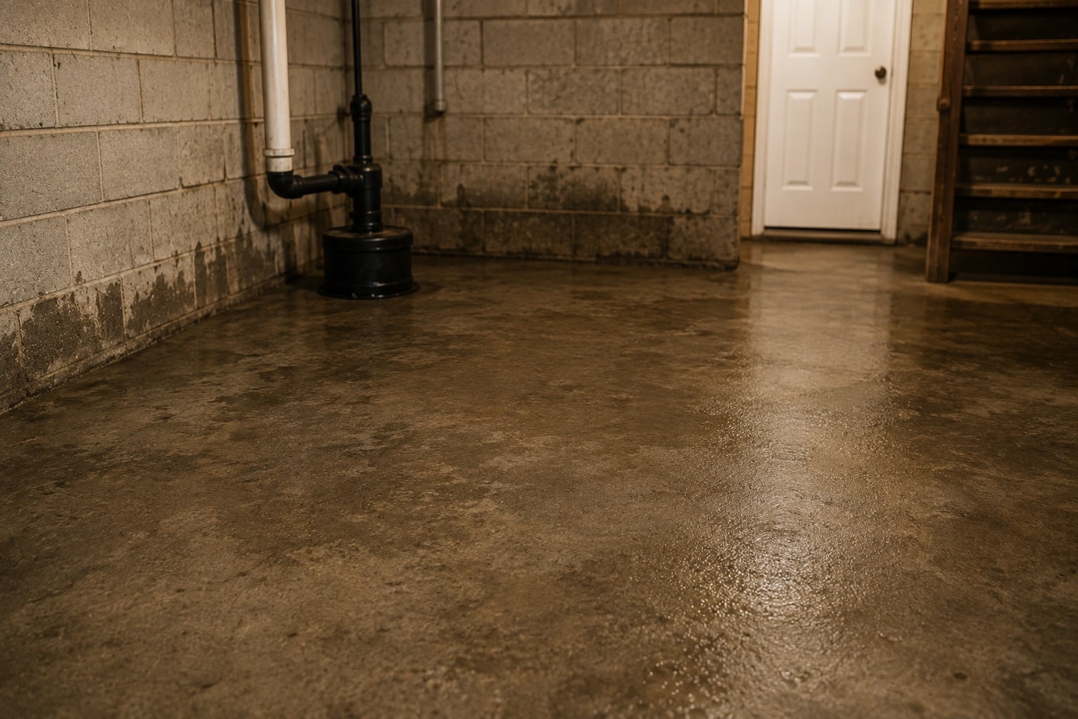 Basement dampness that may signal an underground water problem