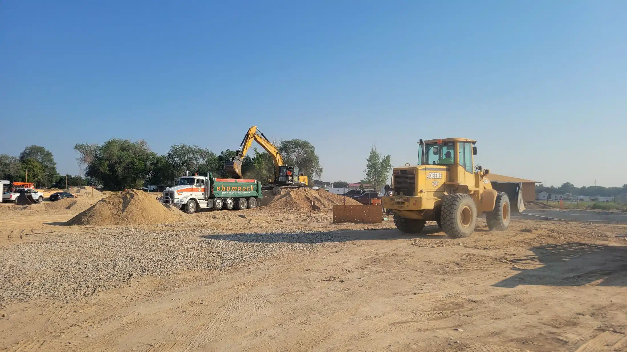 Shamrock excavation equipment working on a residential project in Boise, Idaho