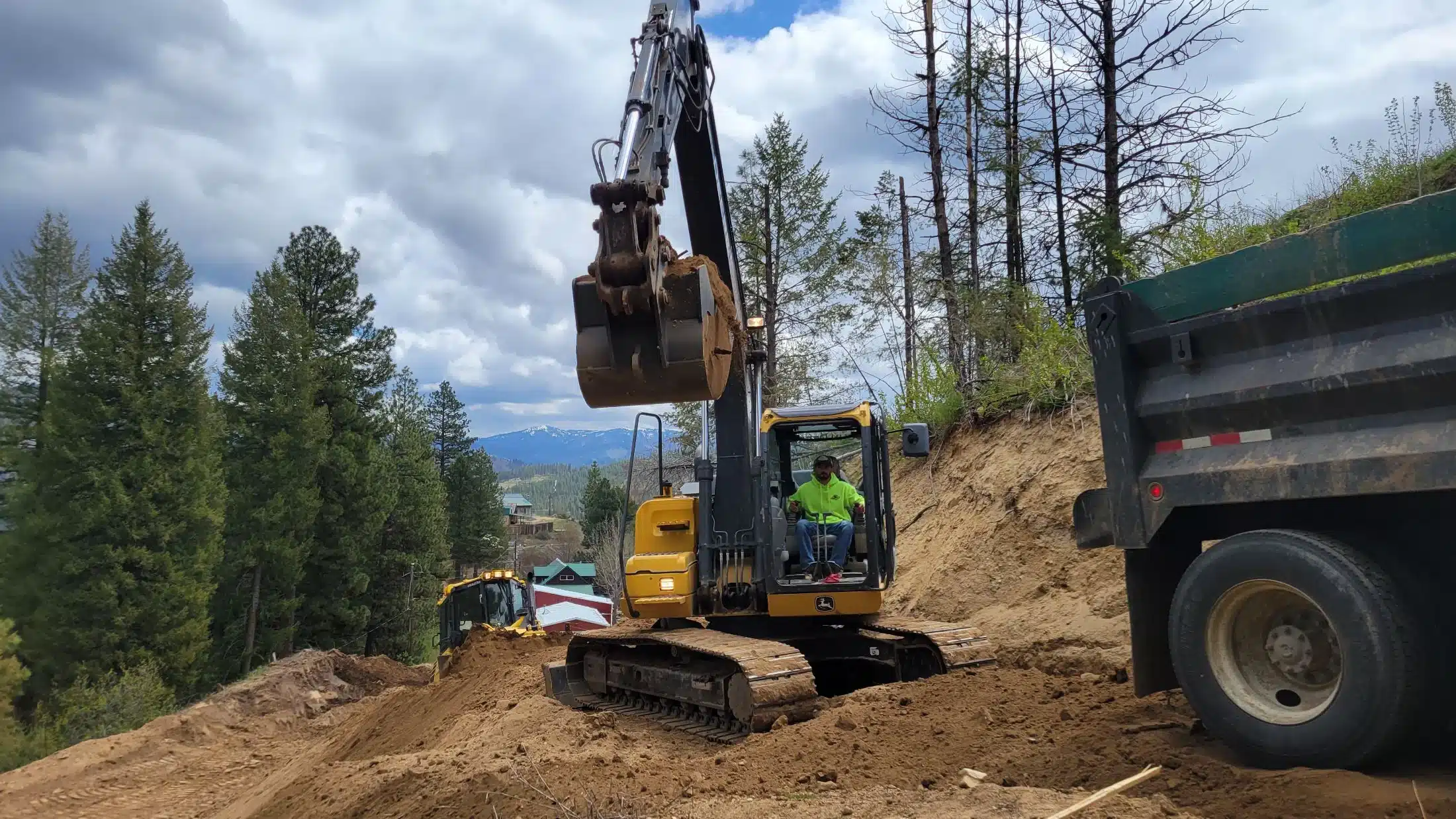 Land clearing and grubbing on an Idaho building lot