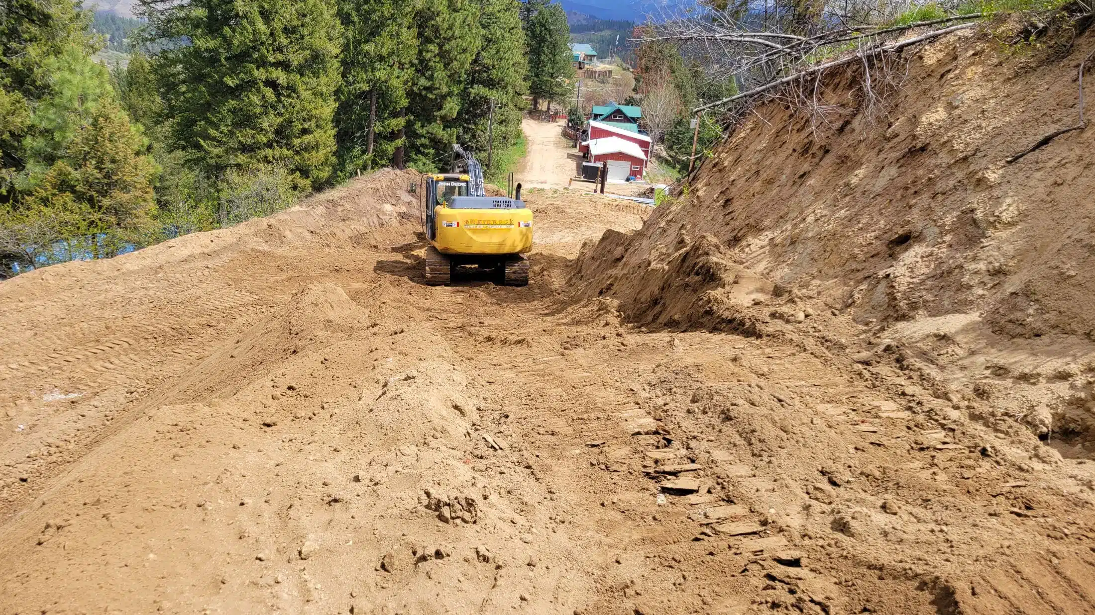 Drainage excavation cut across a property near Boise