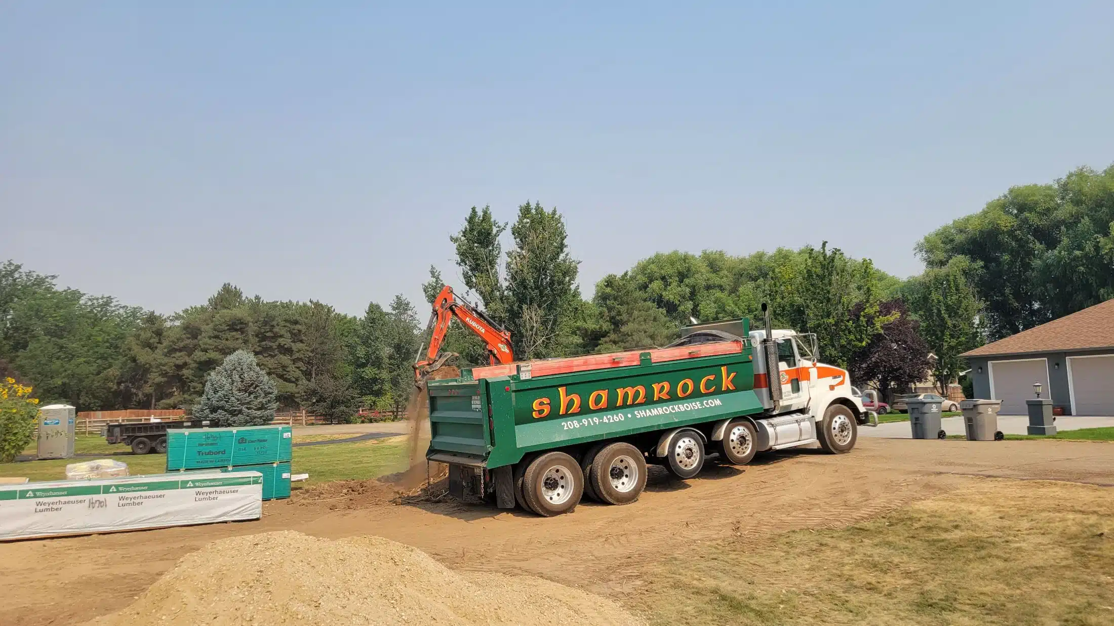 Excavator digging a foundation on a residential lot in Boise, Idaho
