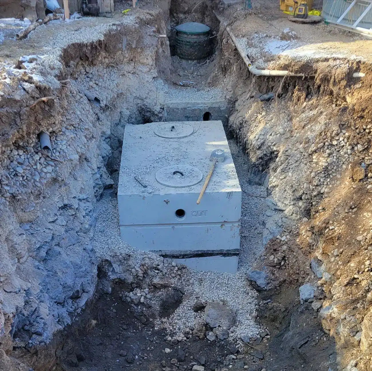Septic system installation in progress on a rural property in Star, Idaho