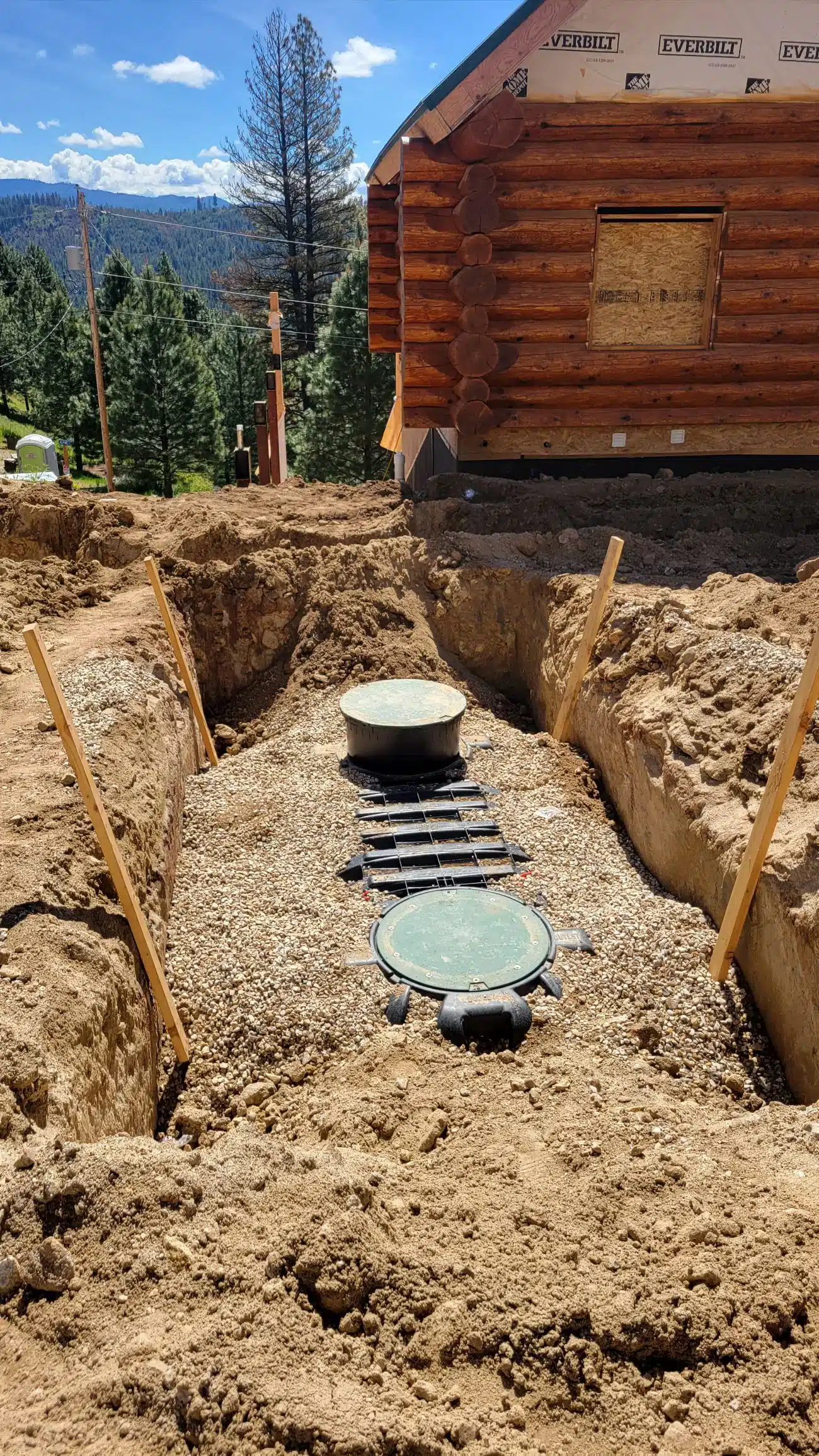 Septic tank installation viewed from above in the Treasure Valley