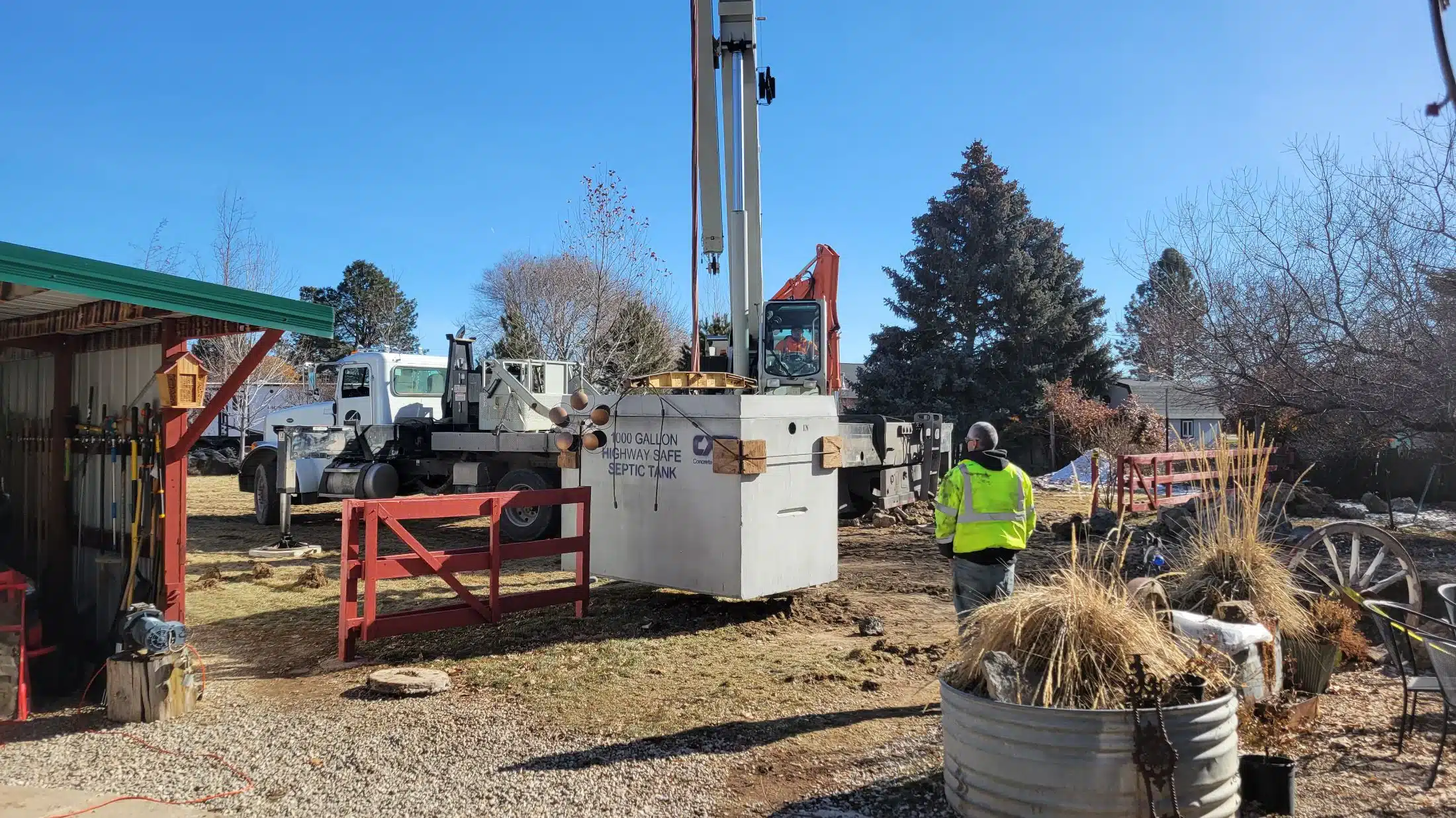Septic system excavation on a residential property in the Nampa, Idaho area
