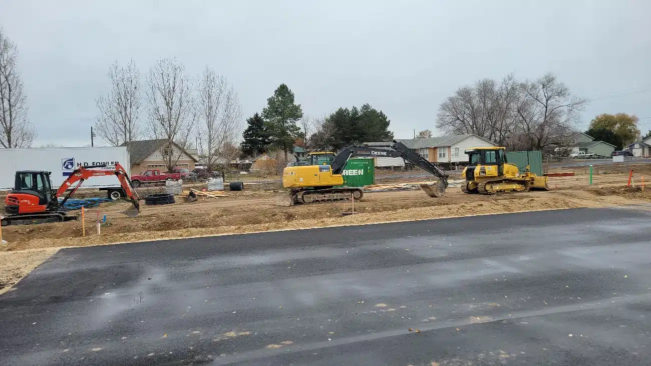 Drainage system installation in progress on a Nampa area property